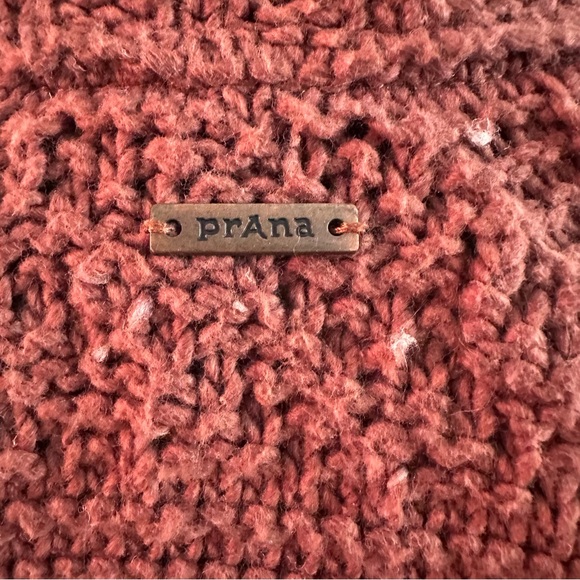 prAna Organic Cotton Textured Knit Mock Neck Sweater Small (Fits M) Rust Brown - Picture 4 of 7